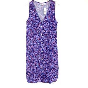 Gap Button Up Sleeveless Dress Blue Floral